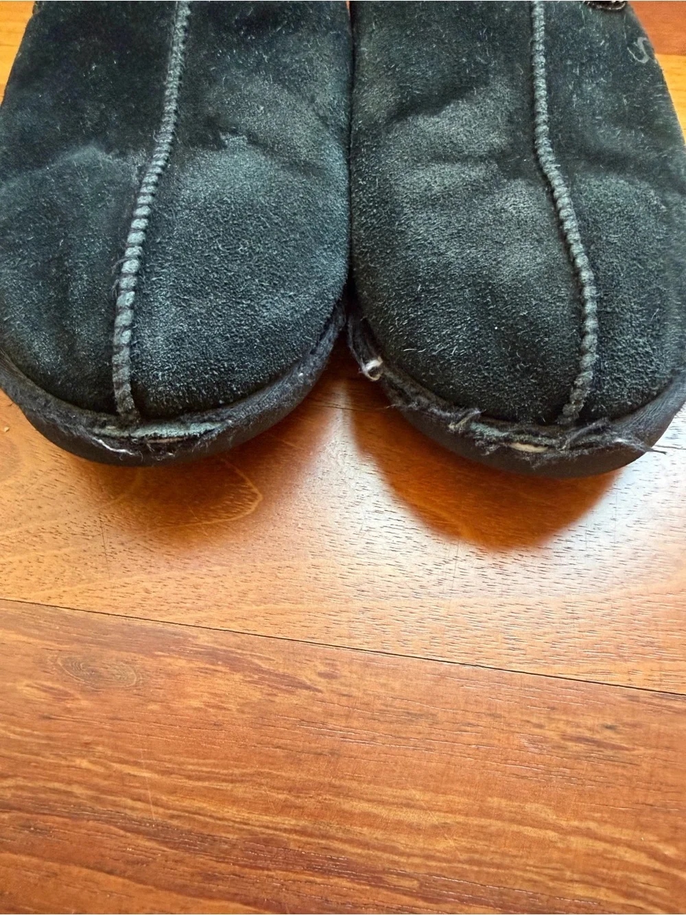 UGG Men’s Black Suede Slip-On Clog Slippers with Contrast Stitching